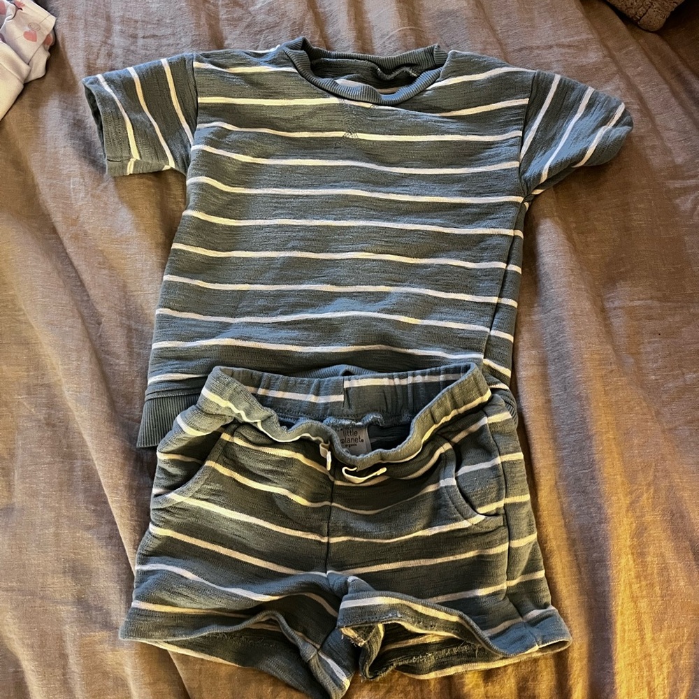 Kids' Striped Matching Set - Gray and Cream